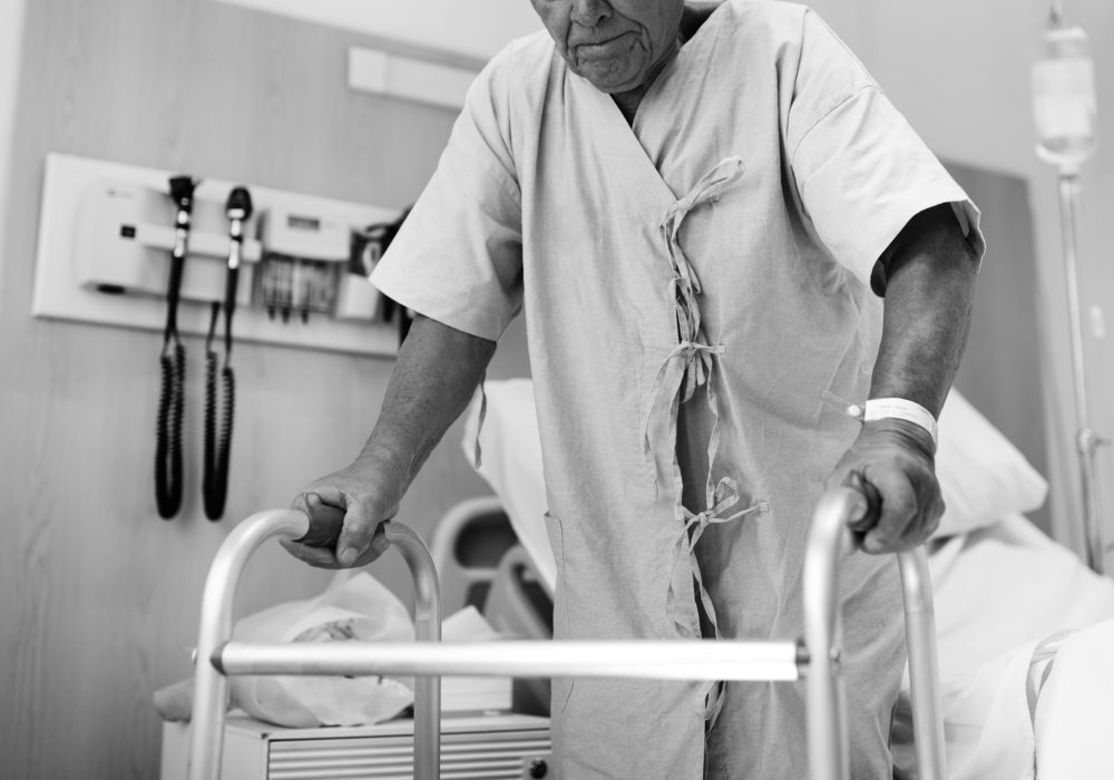 A sick elderly is staying at the hospital A sick elderly is staying at the hospital